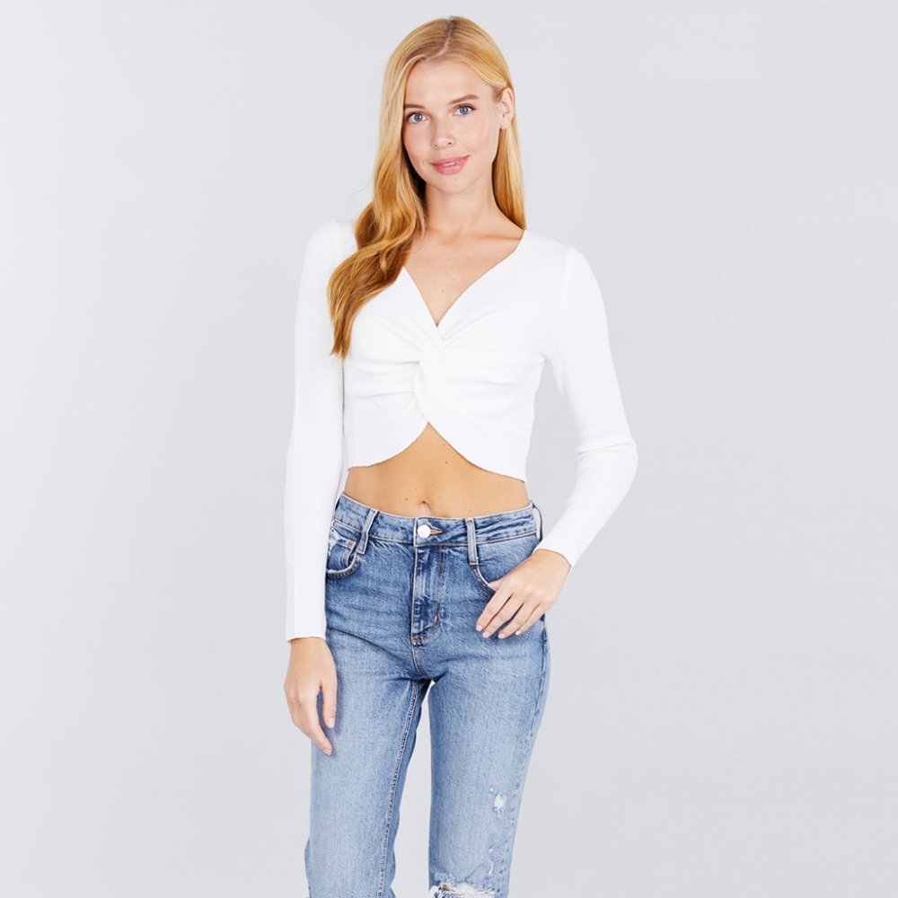 DOUBLE-TAKE TIE KNOT CROP SWEATER *NEW ARRIVAL*.SM